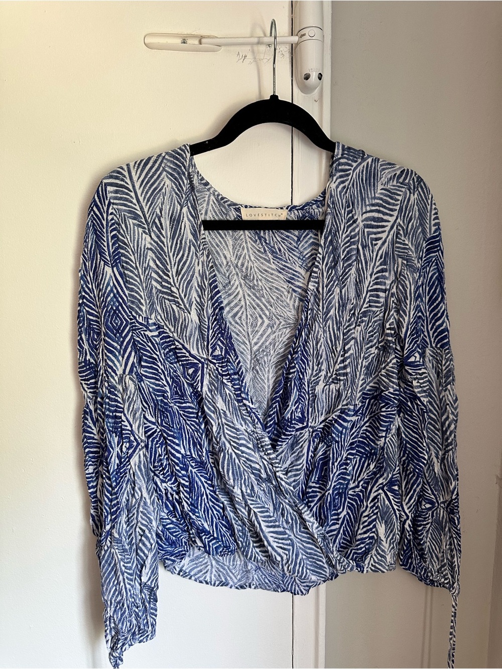 Lovestitch Blue Long Sleeve Blouse, Size L